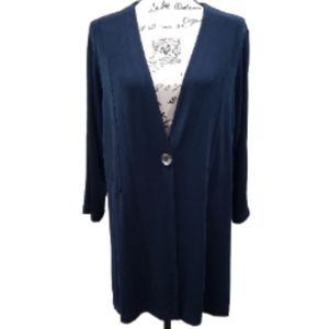 Chico's Travelers Slinky Knit Single Button Navy Topper